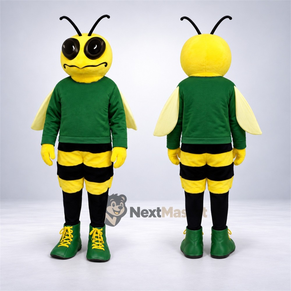 Bee Mascot Costume - Green Shirt for Garden Events Bee Mascot Costume - Green Shirt for Garden Events