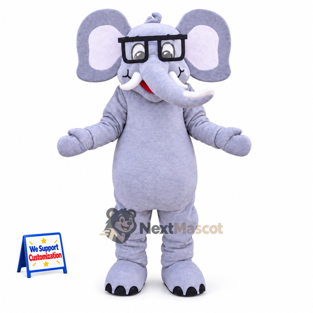 Elephant Mascot Costume - Glasses Elephant Mascot Costume - Glasses