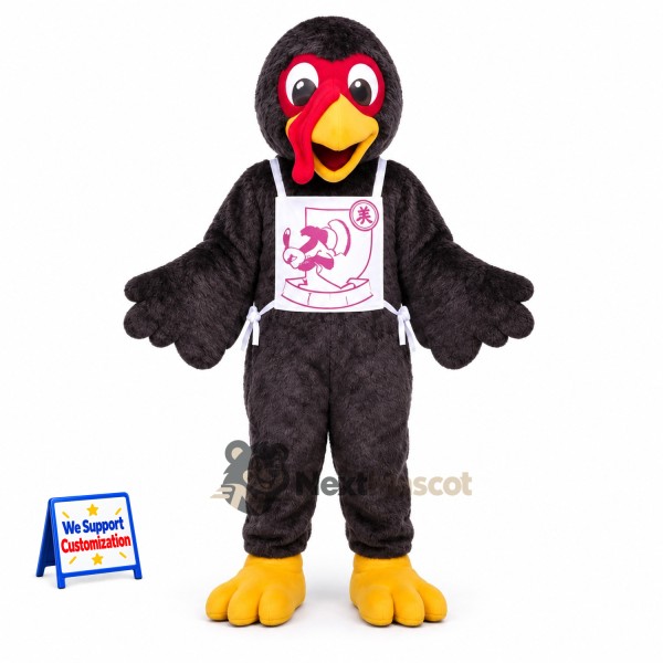 Turkey Mascot Costume - Black, White Apron