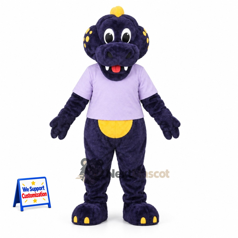Dinosaur Mascot Costume - Purple, Lavender Shirt Dinosaur Mascot Costume - Purple, Lavender Shirt