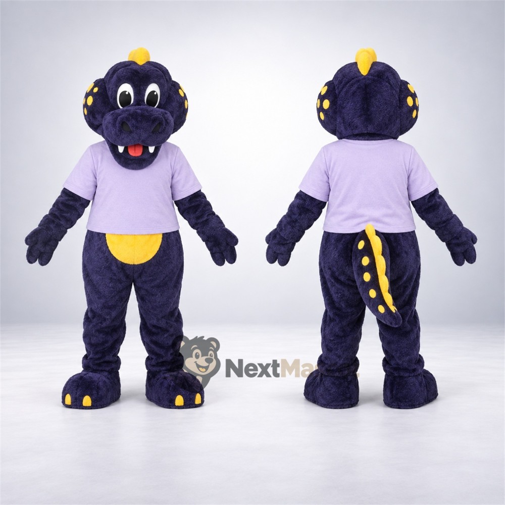 Dinosaur Mascot Costume - Purple, Lavender Shirt Dinosaur Mascot Costume - Purple, Lavender Shirt