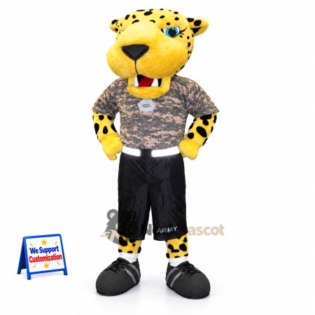 Leopard Mascot Costume - Camouflage Shirt Leopard Mascot Costume - Camouflage Shirt