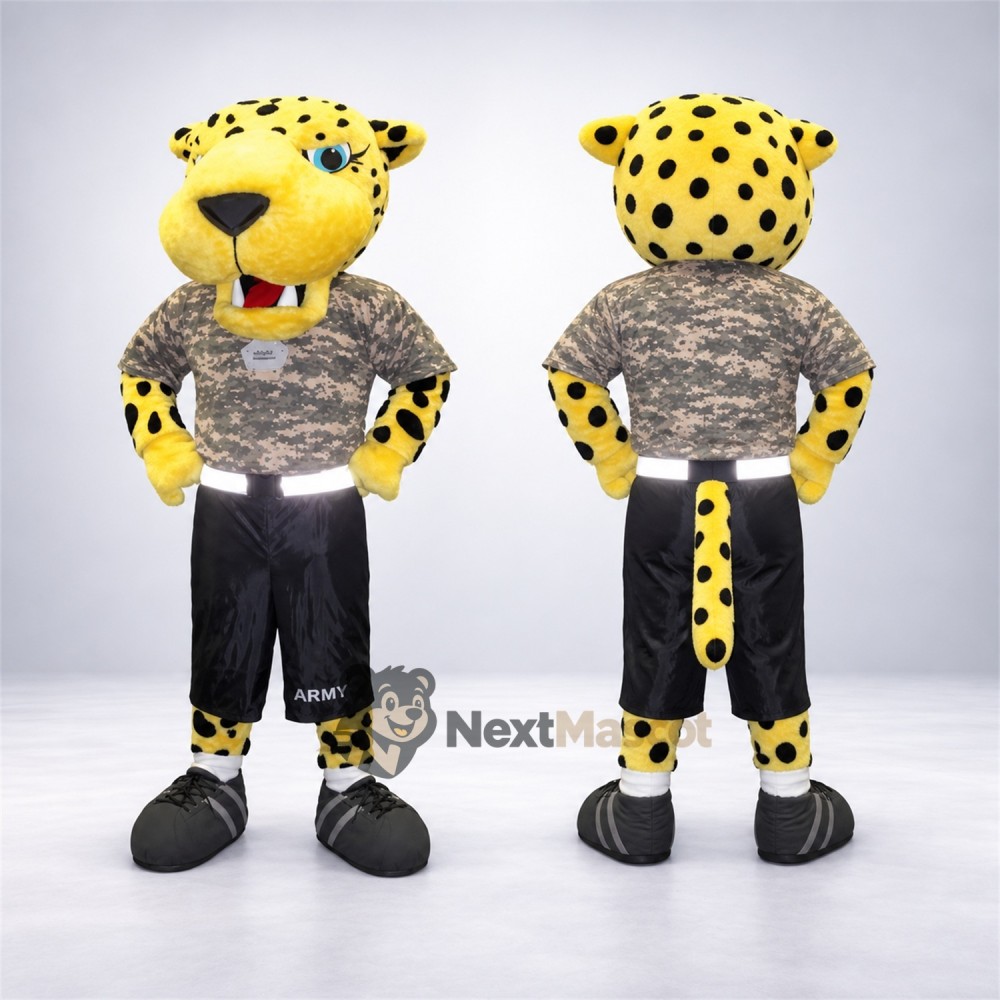 Leopard Mascot Costume - Camouflage Shirt Leopard Mascot Costume - Camouflage Shirt