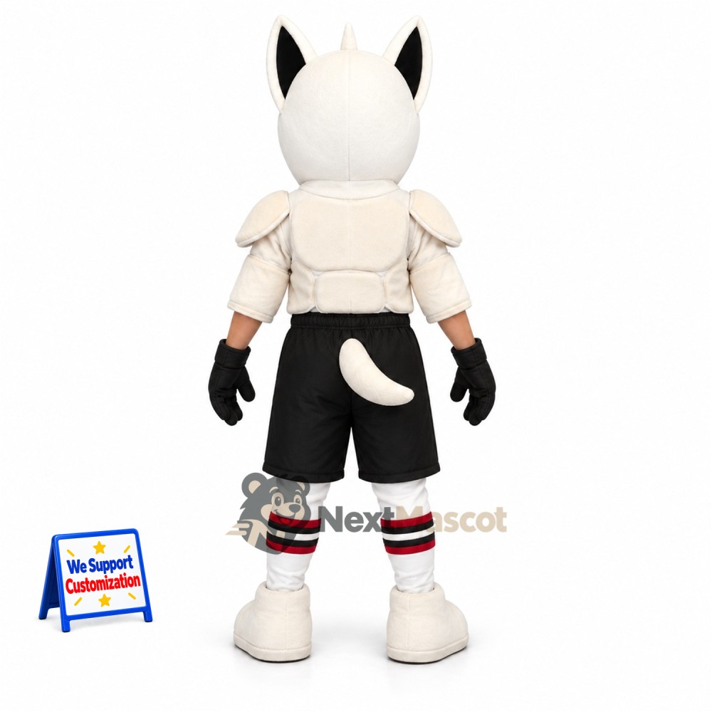 Dog Mascot Costume - White, Hockey Gear Dog Mascot Costume - White, Hockey Gear