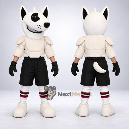 Dog Mascot Costume - White, Hockey Gear Dog Mascot Costume - White, Hockey Gear
