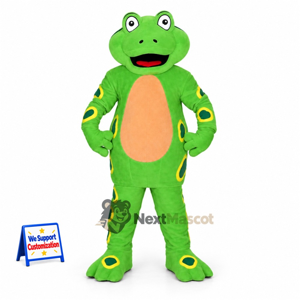 Frog Mascot Costume - Green, Spotted Arms Frog Mascot Costume - Green, Spotted Arms