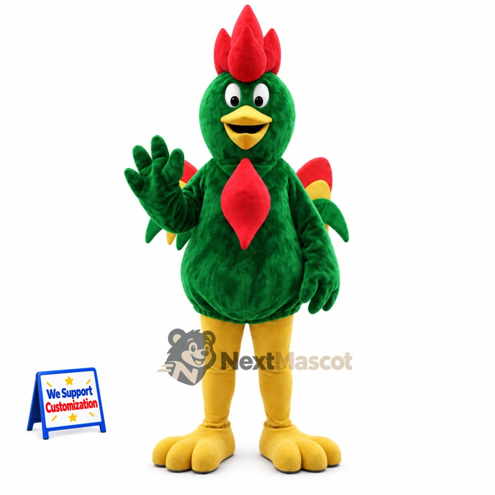 Rooster Mascot Costume - Green for Parades Rooster Mascot Costume - Green for Parades