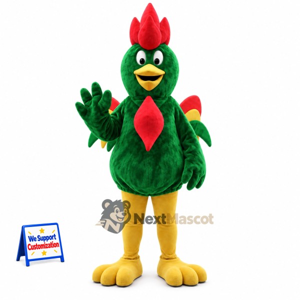 Rooster Mascot Costume - Green for Parades