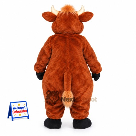 Bull Mascot Costume - Brown, Medal