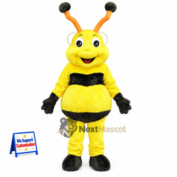 Bee Mascot Costume - Fuzzy, Yellow, Orange Antennae