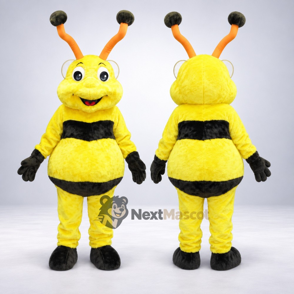 Bee Mascot Costume - Fuzzy, Yellow, Orange Antennae