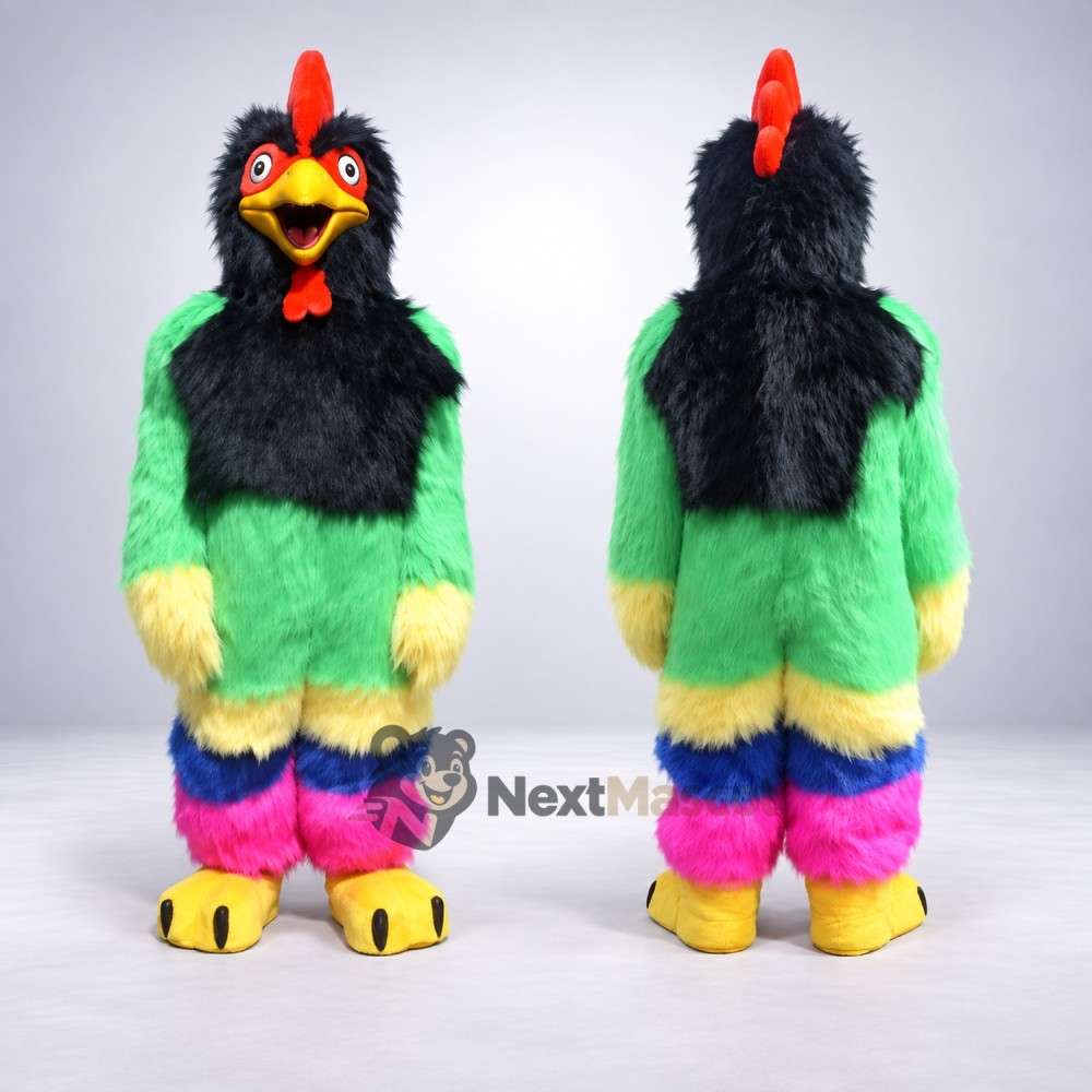 Rooster Mascot Costume - Rainbow for Parades Rooster Mascot Costume - Rainbow for Parades