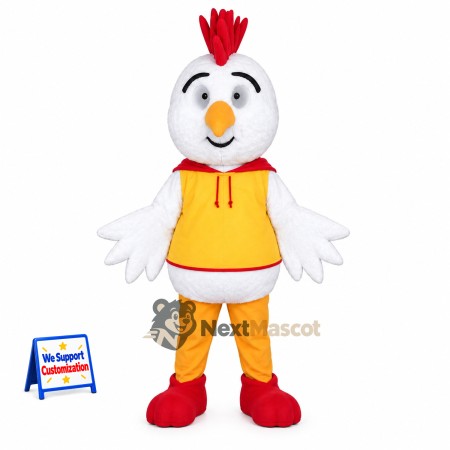 Chicken Mascot Costume - White, Yellow Hoodie Chicken Mascot Costume - White, Yellow Hoodie