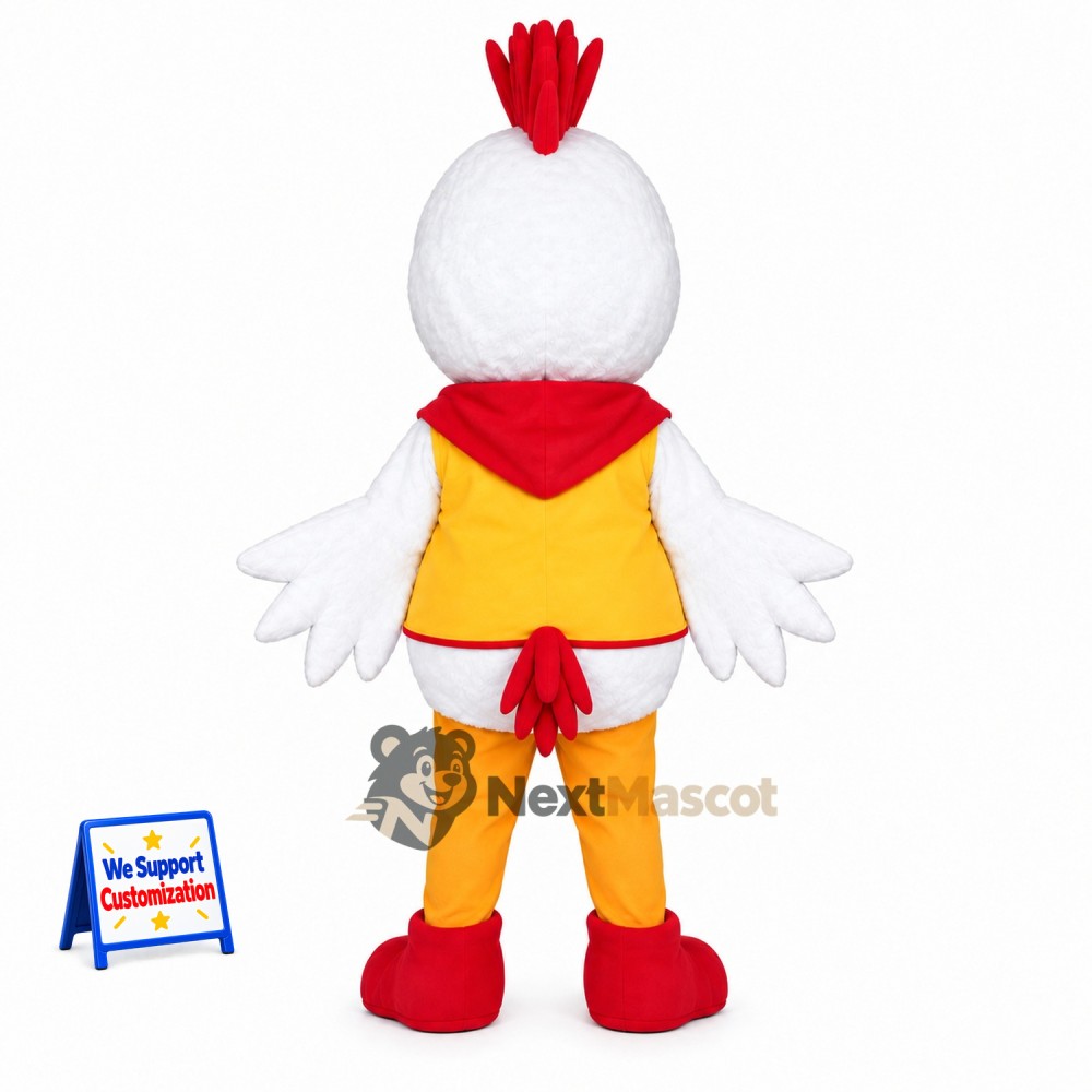 Chicken Mascot Costume - White, Yellow Hoodie Chicken Mascot Costume - White, Yellow Hoodie
