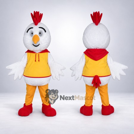 Chicken Mascot Costume - White, Yellow Hoodie Chicken Mascot Costume - White, Yellow Hoodie