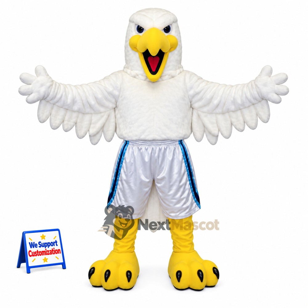 Eagle Mascot Costume - White, White and Blue Uniform Eagle Mascot Costume - White, White and Blue Uniform