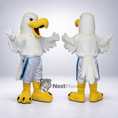 Eagle Mascot Costume - White, White and Blue Uniform Eagle Mascot Costume - White, White and Blue Uniform