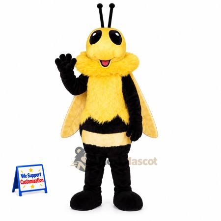 Bee Mascot Costume - Yellow, Two Long Black Antennae Bee Mascot Costume - Yellow, Two Long Black Antennae