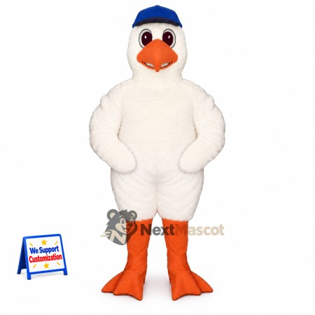 Duck Mascot Costume - White, Blue Cap Duck Mascot Costume - White, Blue Cap
