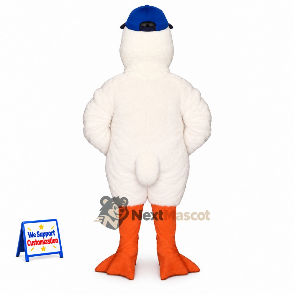 Duck Mascot Costume - White, Blue Cap Duck Mascot Costume - White, Blue Cap