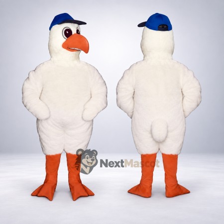 Duck Mascot Costume - White, Blue Cap Duck Mascot Costume - White, Blue Cap