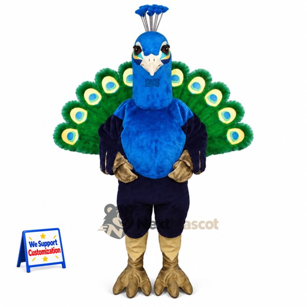 Peacock Mascot Costume - Blue for Parades