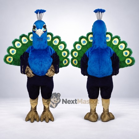 Peacock Mascot Costume - Blue for Parades Peacock Mascot Costume - Blue for Parades