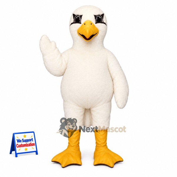 Seagull Mascot Costume - White, Yellow Beak