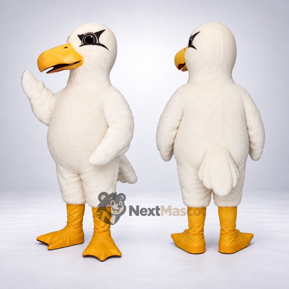Seagull Mascot Costume - White, Yellow Beak Seagull Mascot Costume - White, Yellow Beak