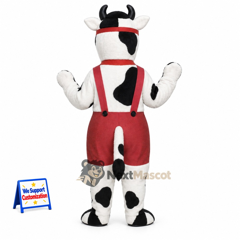 Cow Mascot Costume - Red Overalls Cow Mascot Costume - Red Overalls