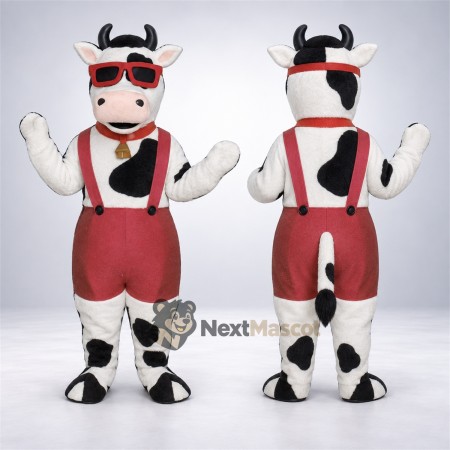 Cow Mascot Costume - Red Overalls Cow Mascot Costume - Red Overalls