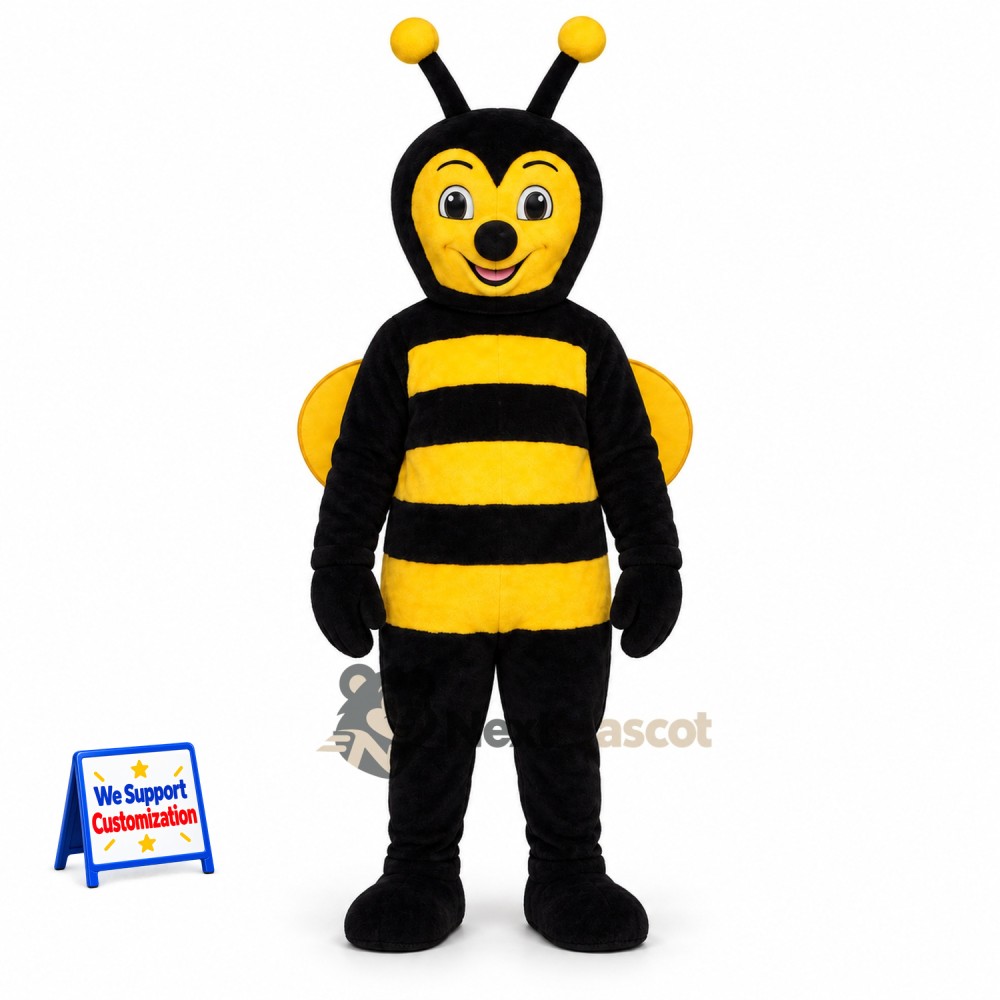 Bee Mascot Costume - Yellow, Black Legs and Yellow Wings Bee Mascot Costume - Yellow, Black Legs and Yellow Wings