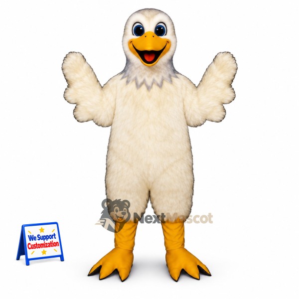 Duck Mascot Costume - White, Orange Bill