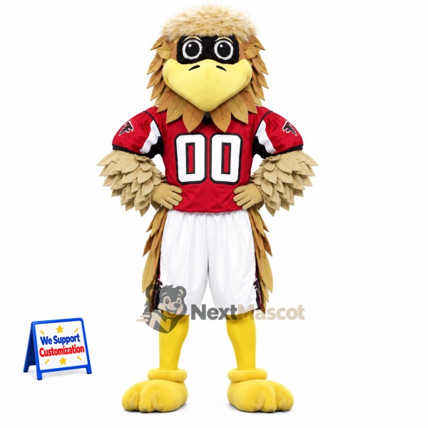 Hawk Mascot Costume - Brown, Red Jersey