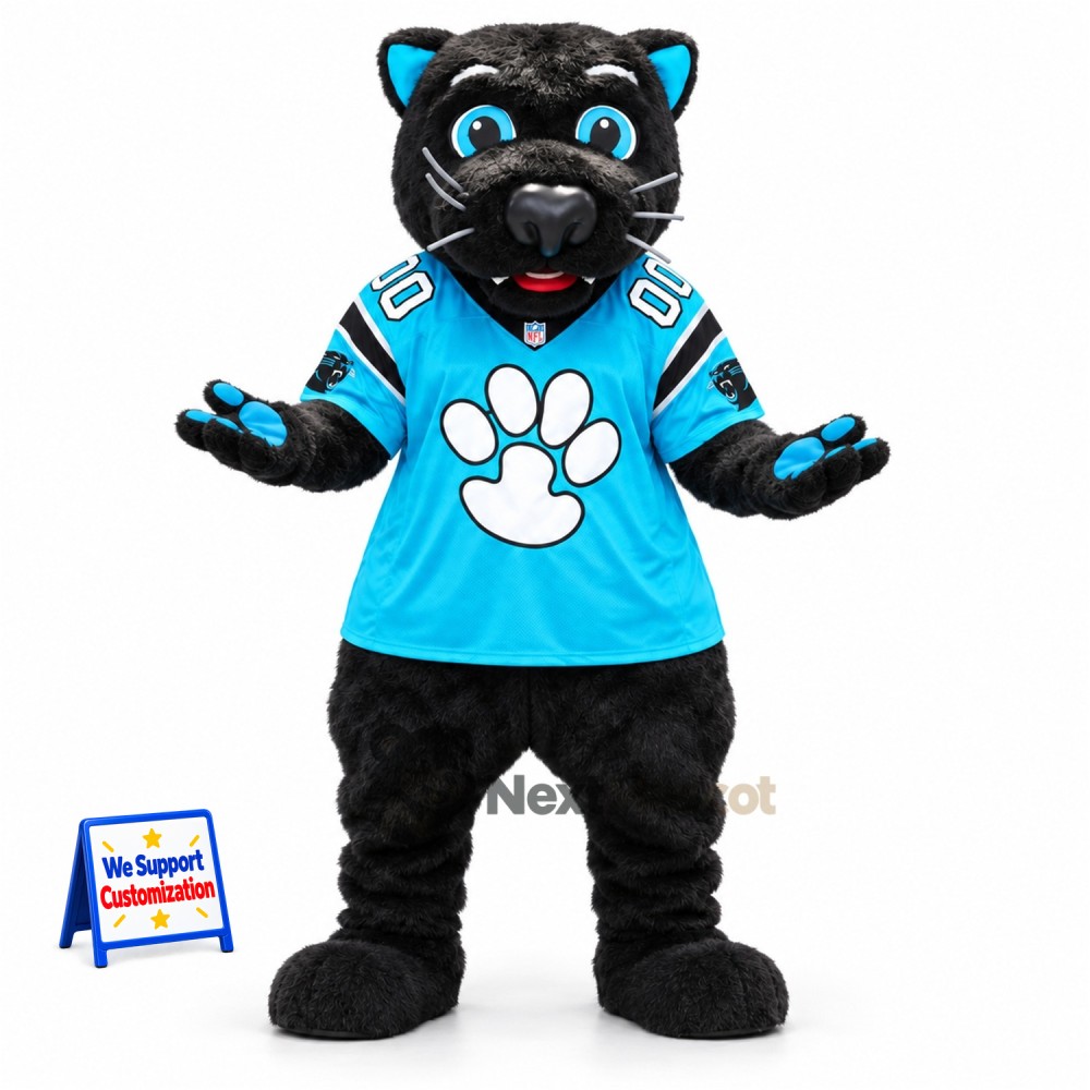 Panther Mascot Costume - Black, Blue Hockey Uniform Panther Mascot Costume - Black, Blue Hockey Uniform