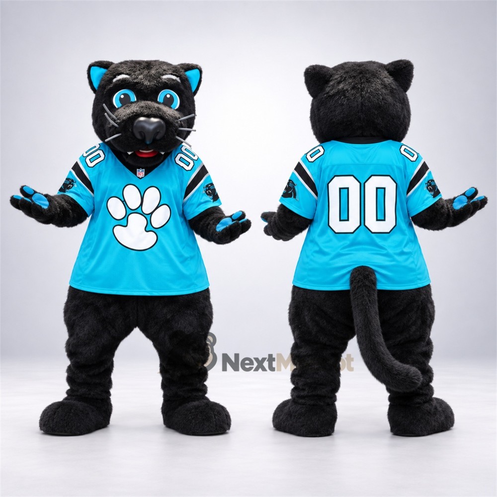 Panther Mascot Costume - Black, Blue Hockey Uniform Panther Mascot Costume - Black, Blue Hockey Uniform