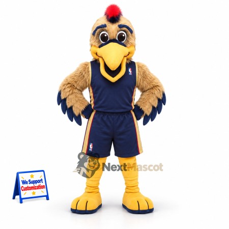 Rooster Mascot Costume - Brown, Navy Uniform Rooster Mascot Costume - Brown, Navy Uniform