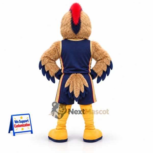 Rooster Mascot Costume - Brown, Navy Uniform Rooster Mascot Costume - Brown, Navy Uniform