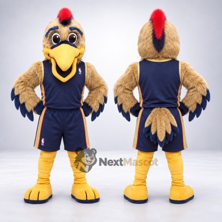 Rooster Mascot Costume - Brown, Navy Uniform Rooster Mascot Costume - Brown, Navy Uniform