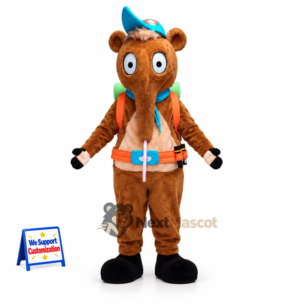 Anteater Mascot Costume - Brown, Explorer Outfit Anteater Mascot Costume - Brown, Explorer Outfit