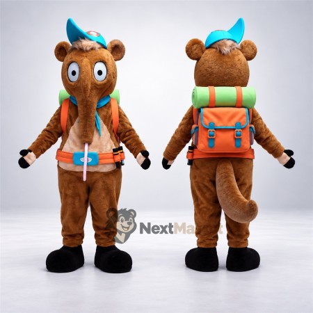 Anteater Mascot Costume - Brown, Explorer Outfit Anteater Mascot Costume - Brown, Explorer Outfit