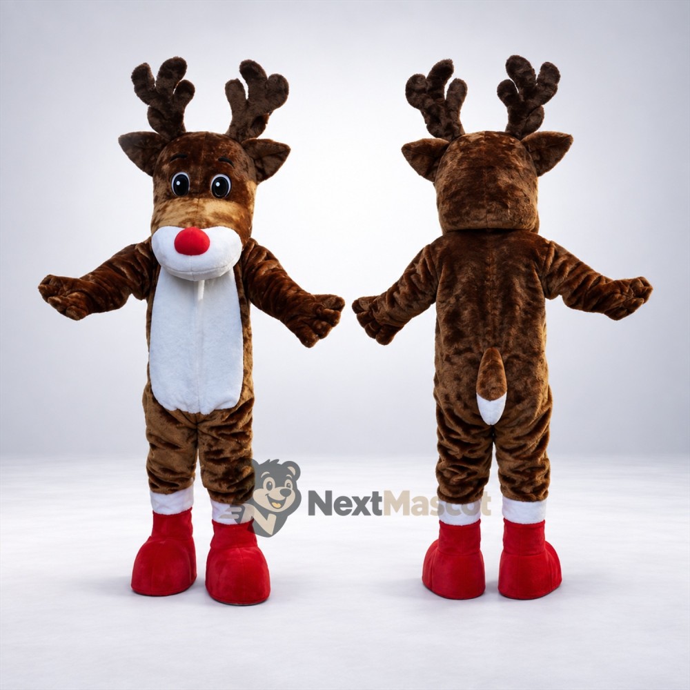 Reindeer Mascot Costume - Red Boots for Christmas Parades Reindeer Mascot Costume - Red Boots for Christmas Parades