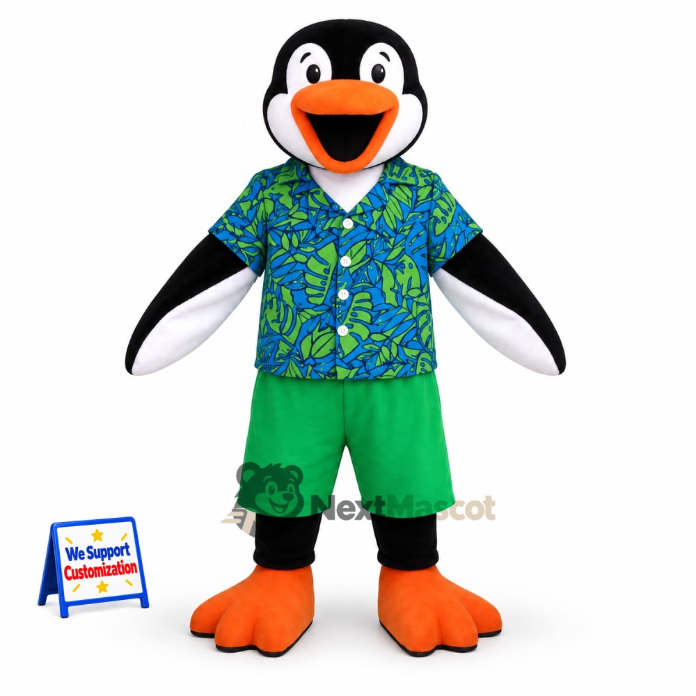 Penguin Mascot Costume - Hawaiian Shirt Penguin Mascot Costume - Hawaiian Shirt