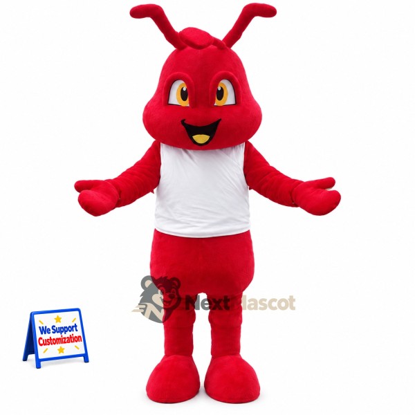 Ant Mascot Costume - Red, White Shirt