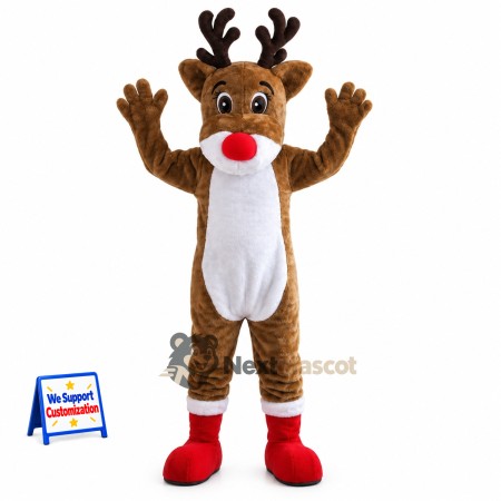 Reindeer Mascot Costume - Red Boots for Christmas Parties Reindeer Mascot Costume - Red Boots for Christmas Parties
