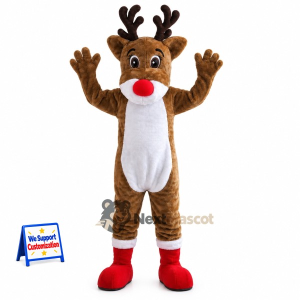Reindeer Mascot Costume - Red Boots for Christmas Parties