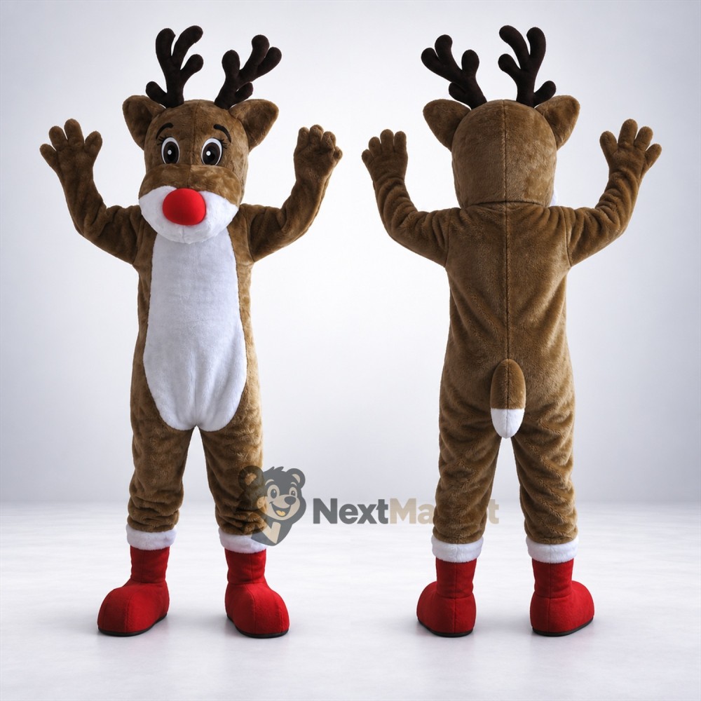 Reindeer Mascot Costume - Red Boots for Christmas Parties Reindeer Mascot Costume - Red Boots for Christmas Parties