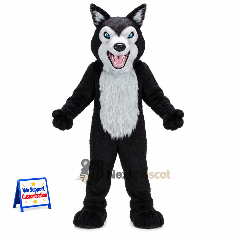 Wolf Mascot Costume - Black and White for Birthday Parties