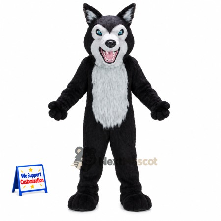 Wolf Mascot Costume - Black and White for Birthday Parties
