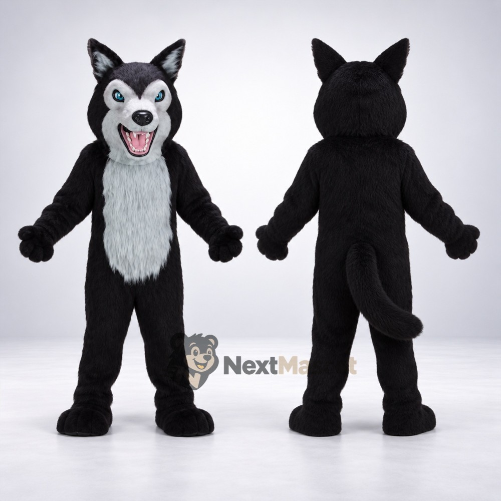 Wolf Mascot Costume - Black and White for Birthday Parties